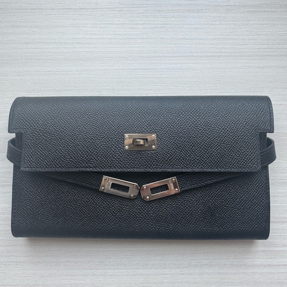 Hermès Kelly Wallet Black Epsom PHW